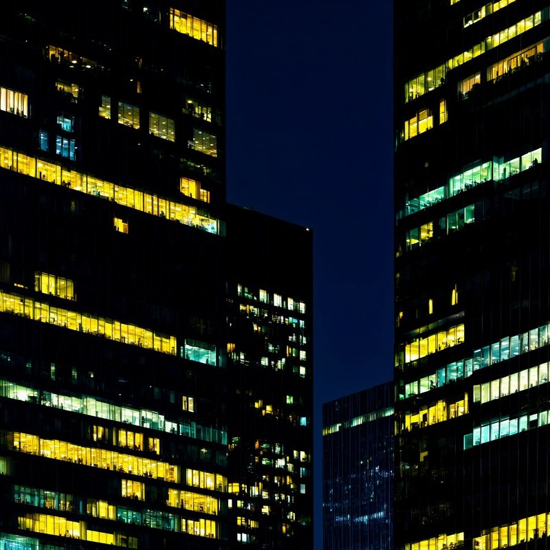 Skyscrapers At Night Nighttime Cityscape