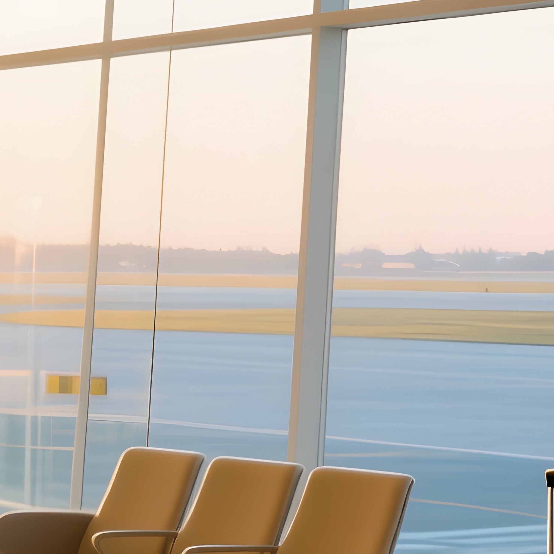 Sleek Airport Lounge At Sunrise - Full Resolution Quality Preview
