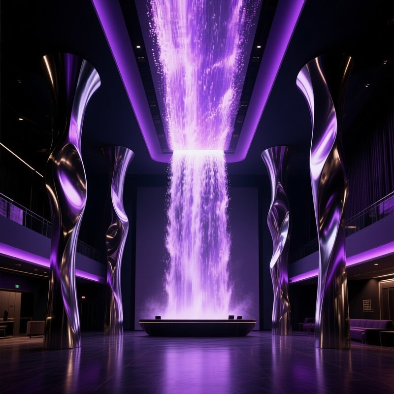 Sleek Contemporary Theater Lobby Digital Waterfall