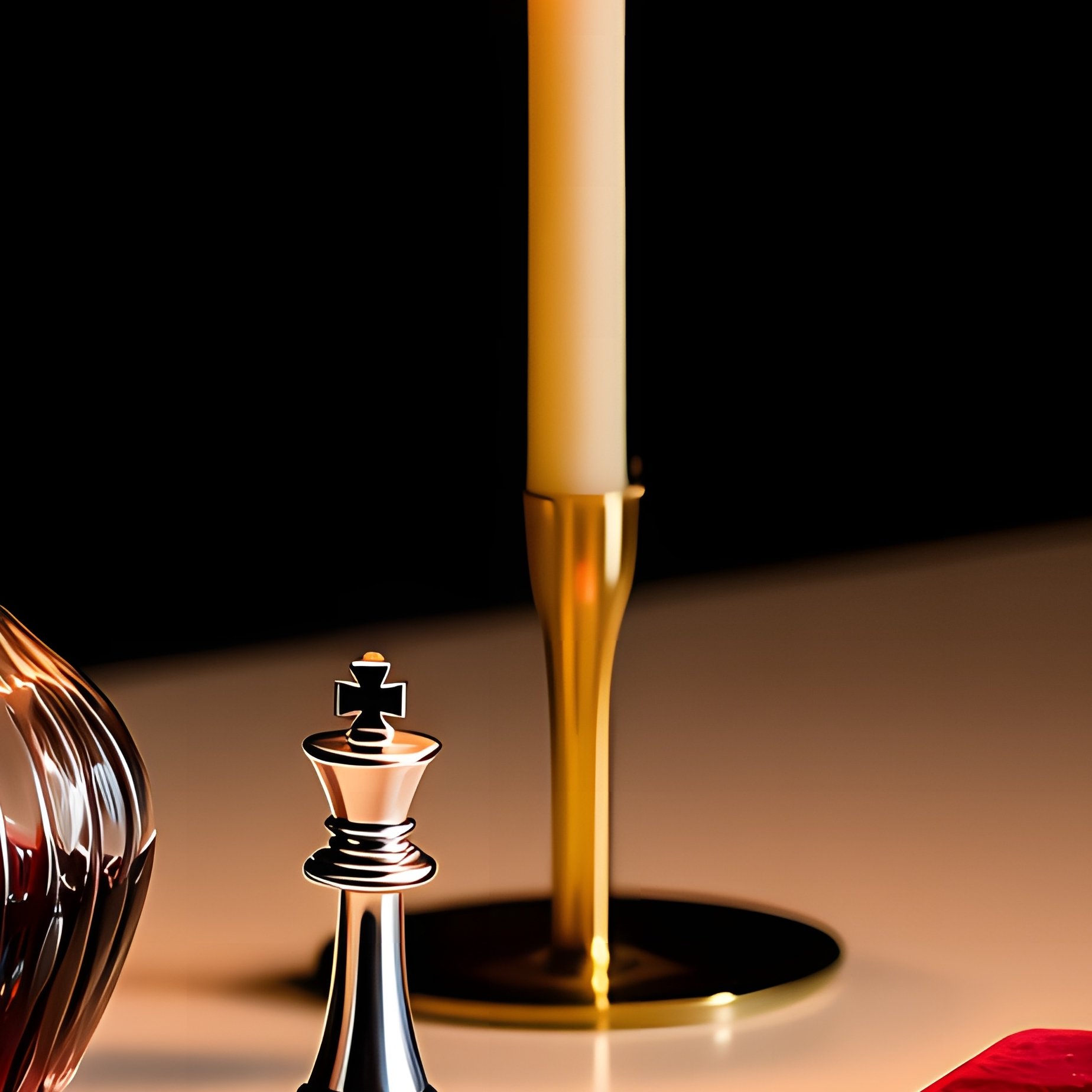 Sleek Modern Coffee Table Night Candle Wine Chess Orange Notebook - Full Resolution Quality Preview