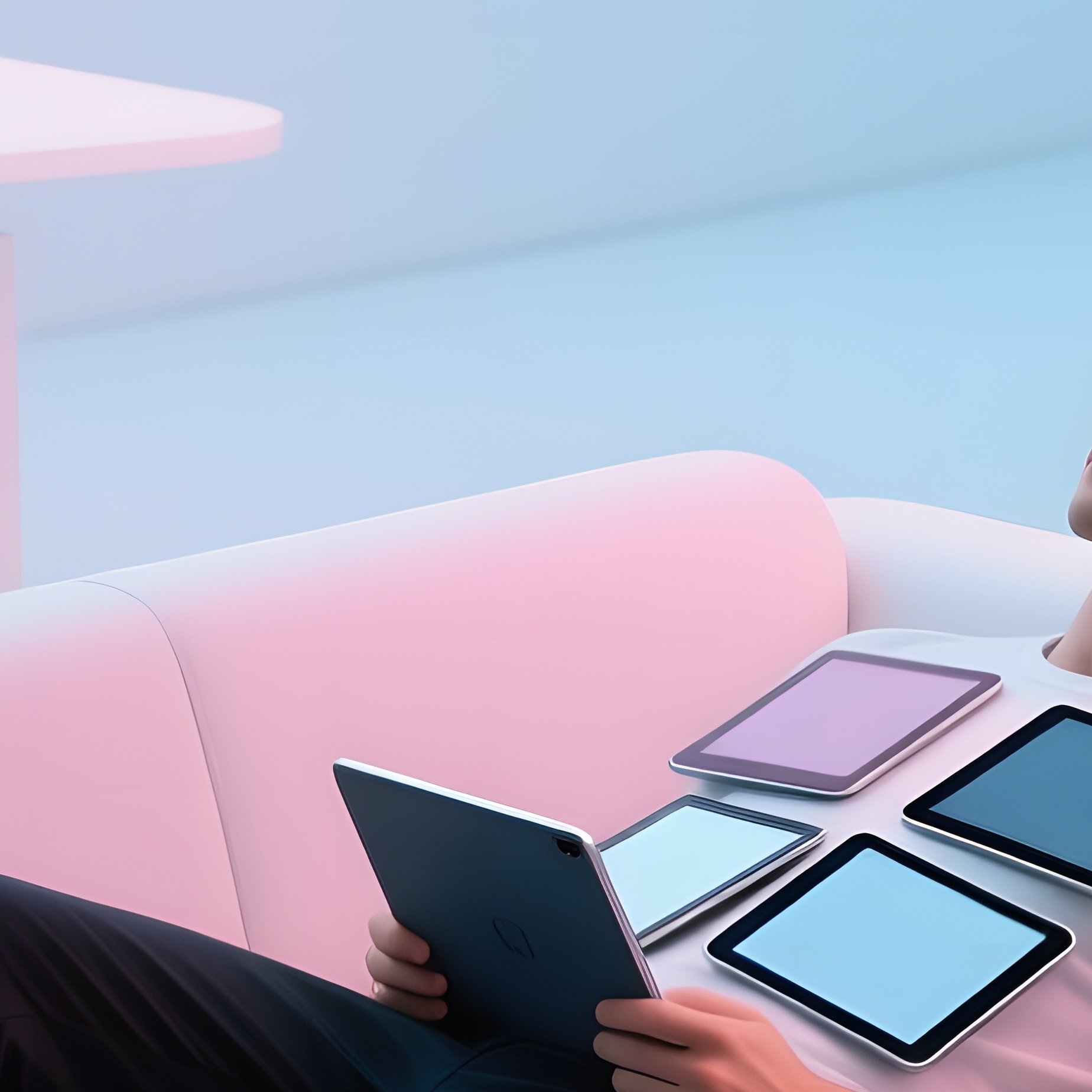 Sleek Modern Office Fit Model Reclining - Full Resolution Quality Preview