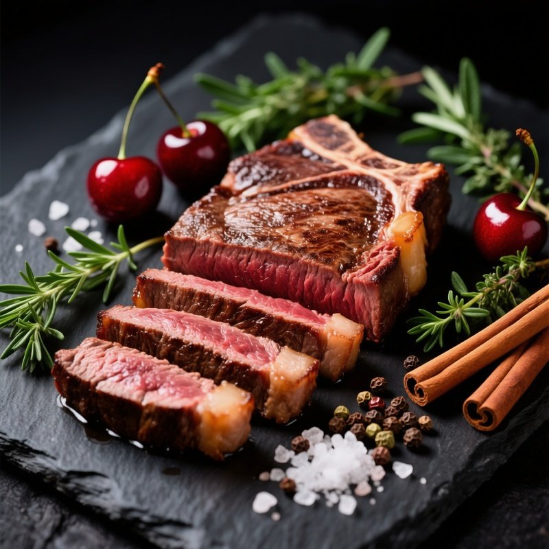 Sliced Steak With Garnishes Food Steak