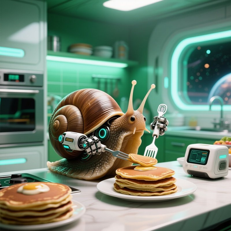 Snail Chef Flipping Pancakes Science Fiction