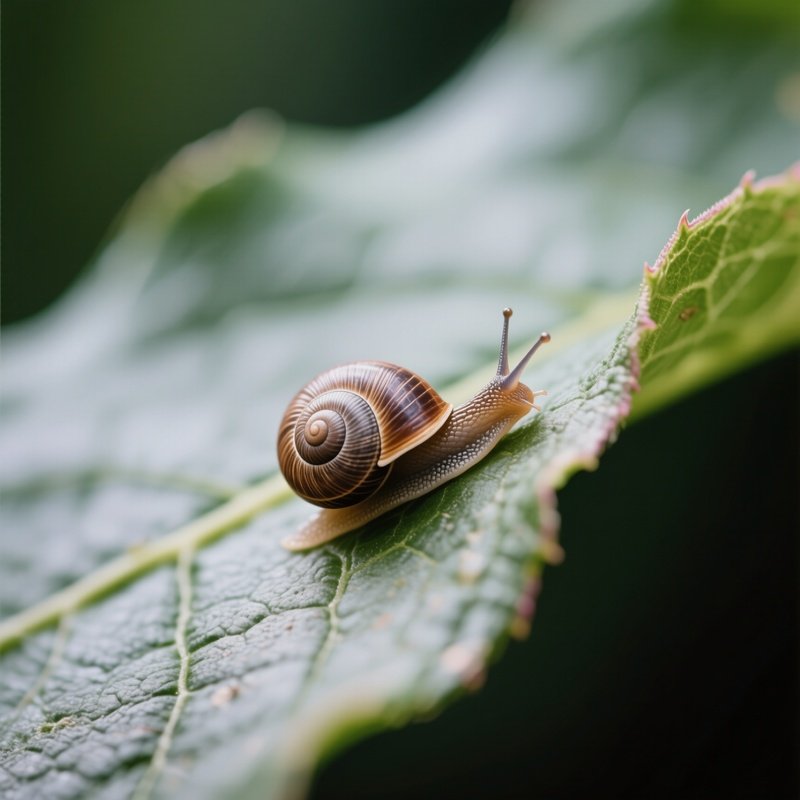 Snail Exploring Plant Edge