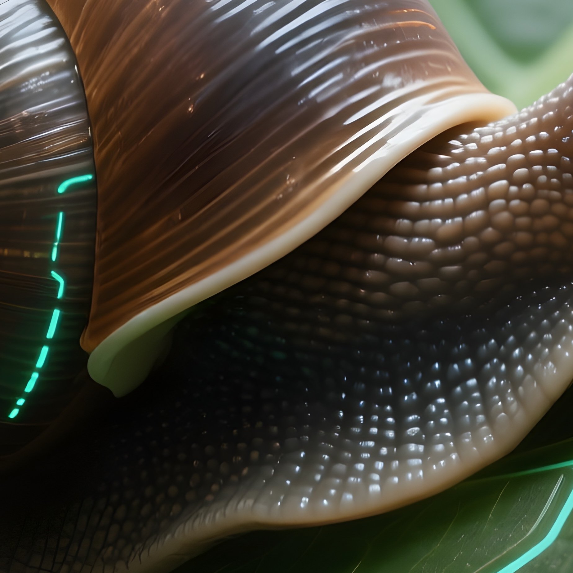 Snail Exploring Plant Edge Science Fiction - Full Resolution Quality Preview