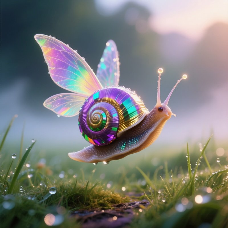 Snail Fairy With Rainbow Crystal Shell