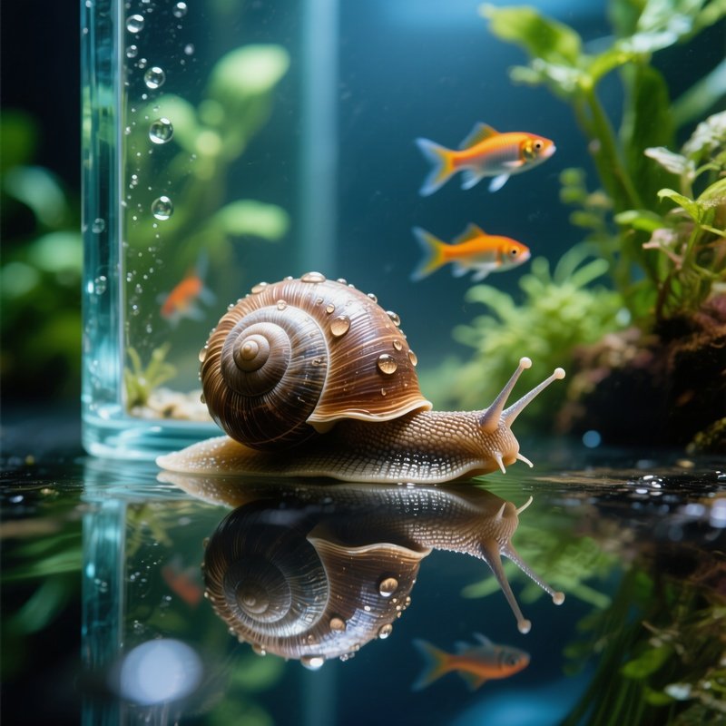 Snail Shell Reflecting Light Near Aquarium Glass