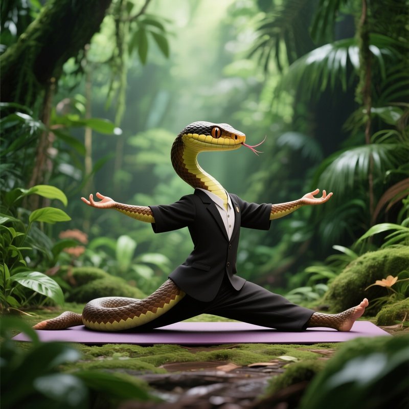 Snake Yoga Instructor In Jungle