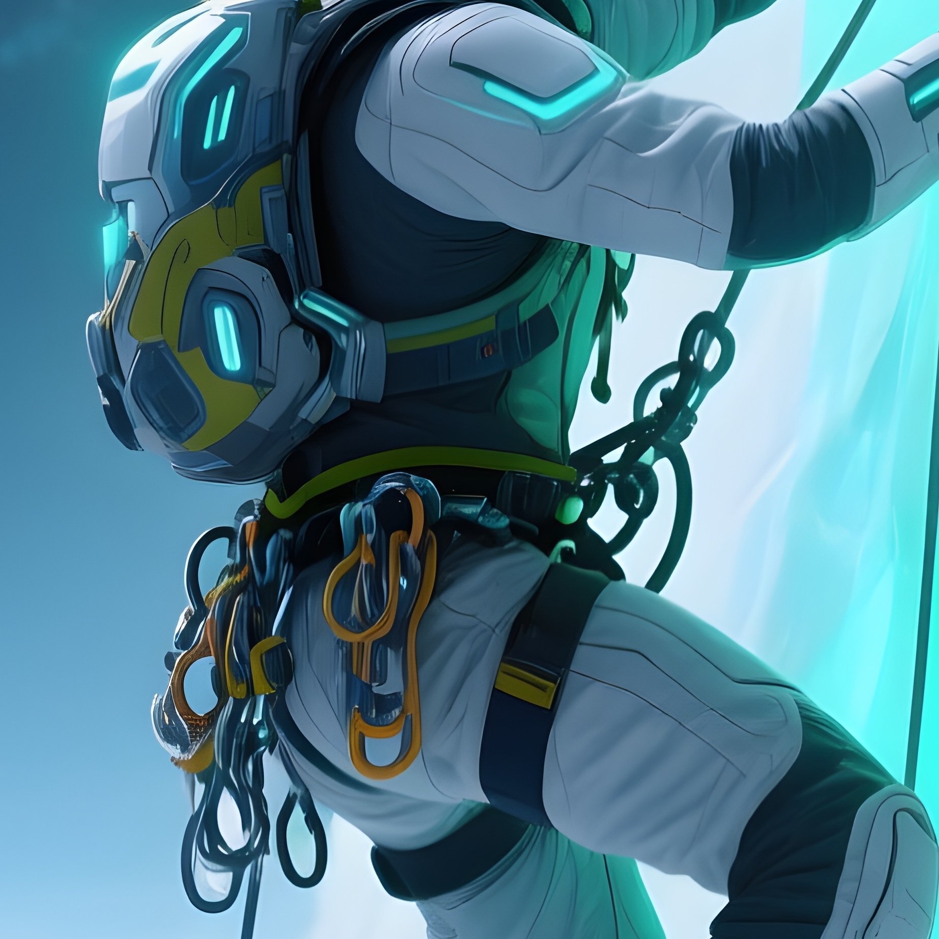 Snow Climber Polar Jett Scaling A Cliff Of Light Fantasy Science Fiction - Full Resolution Quality Preview