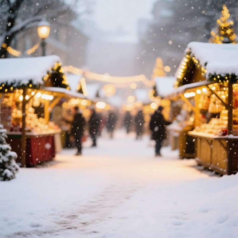 Snow Covered Christmas Market Scene Christmas Market