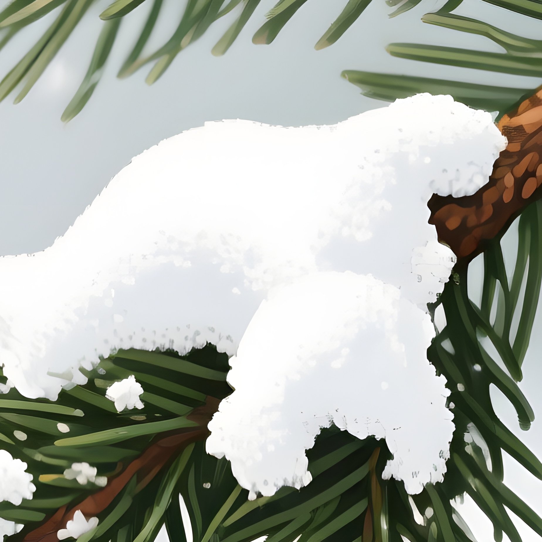 Snow Covered Pine Branch Winter Nature - Full Resolution Quality Preview
