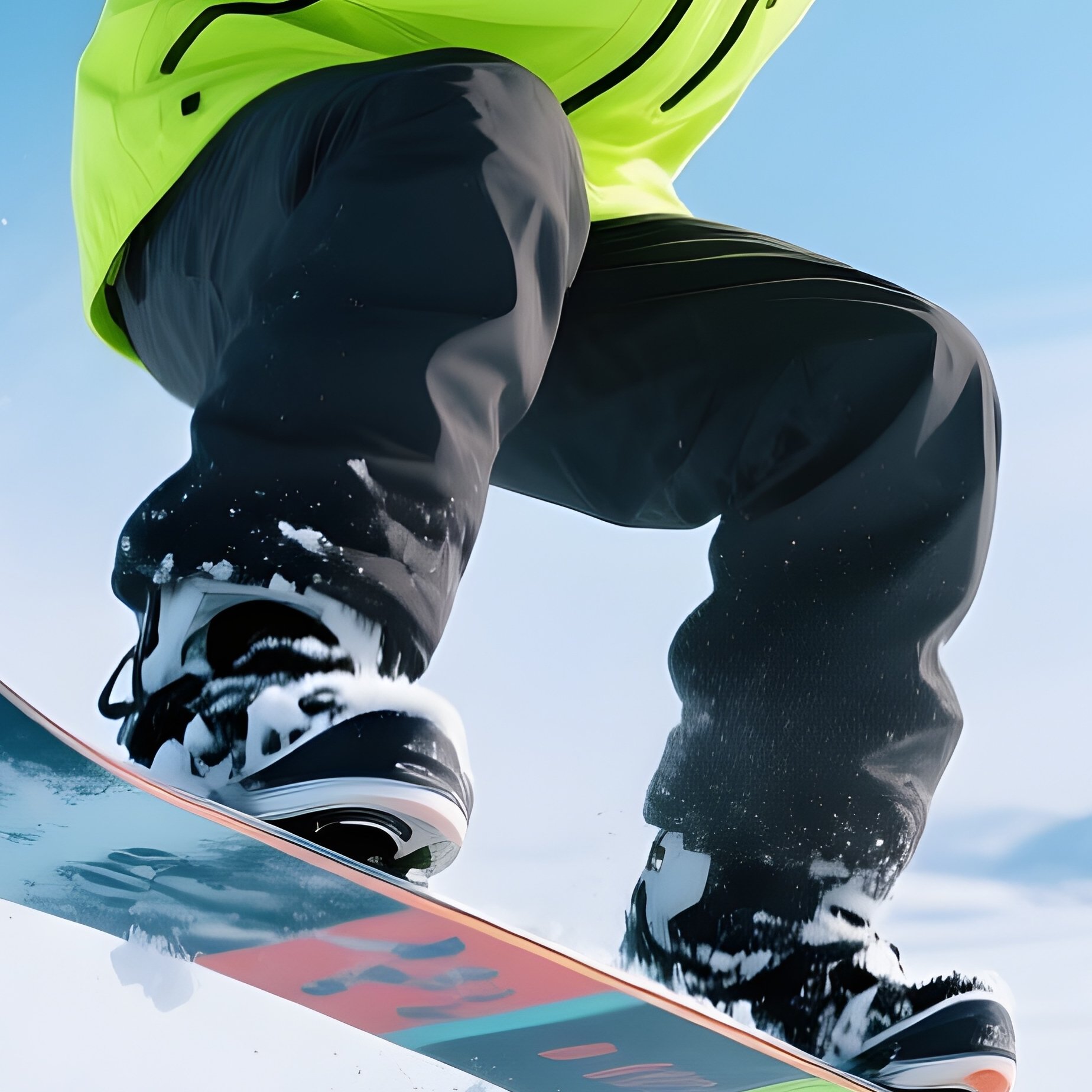 Snowboarder Arctic Neon Grinding On Frozen Rails 1 - Full Resolution Quality Preview