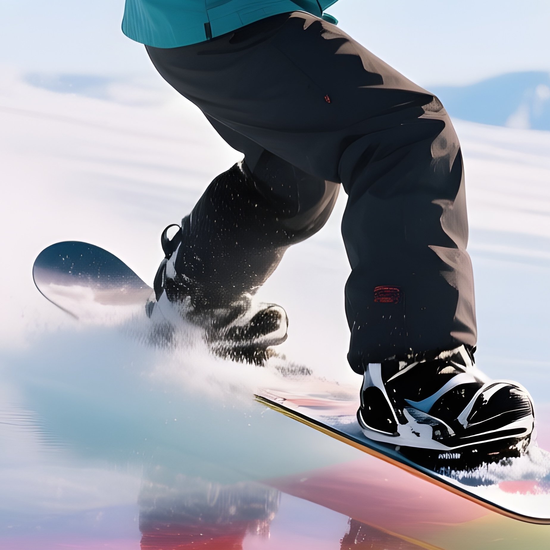 Snowboarder Arctic Wren Gliding Down Rainbow Ice - Full Resolution Quality Preview