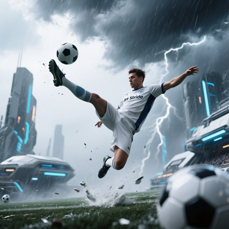 Soccer Player Overhead Kick Storm Fiction