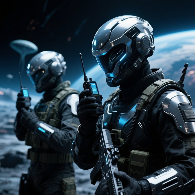 Soldiers Coordinating Logistics Radio Equipment Science Fiction