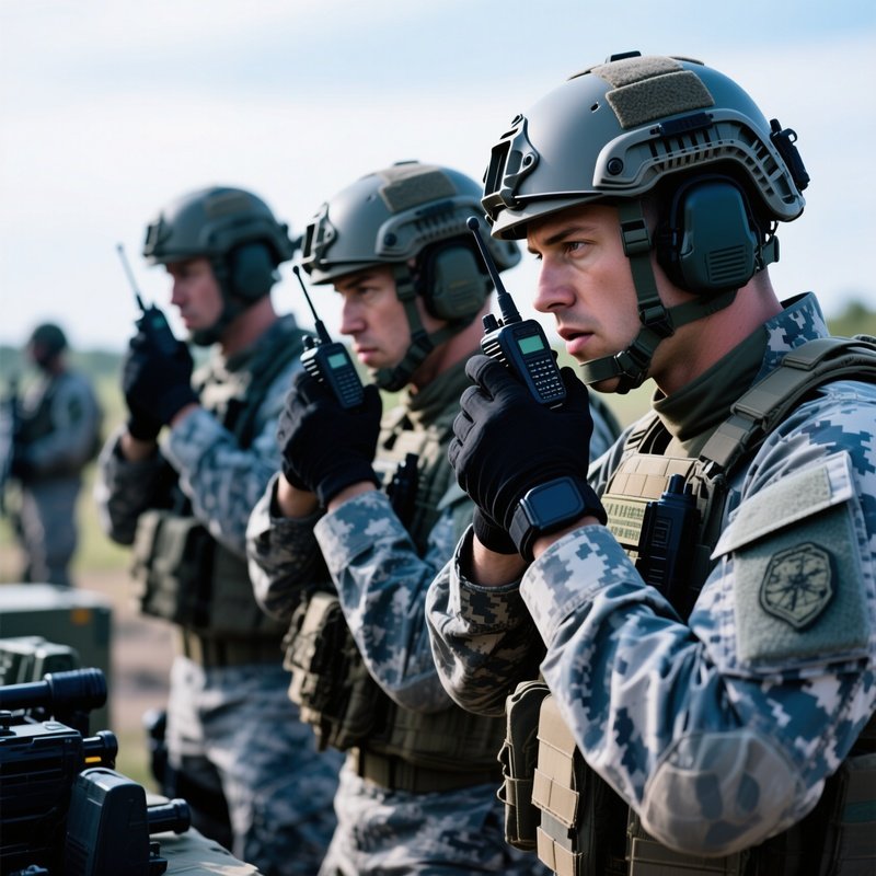 Soldiers Coordinating Logistics Radio Equipment