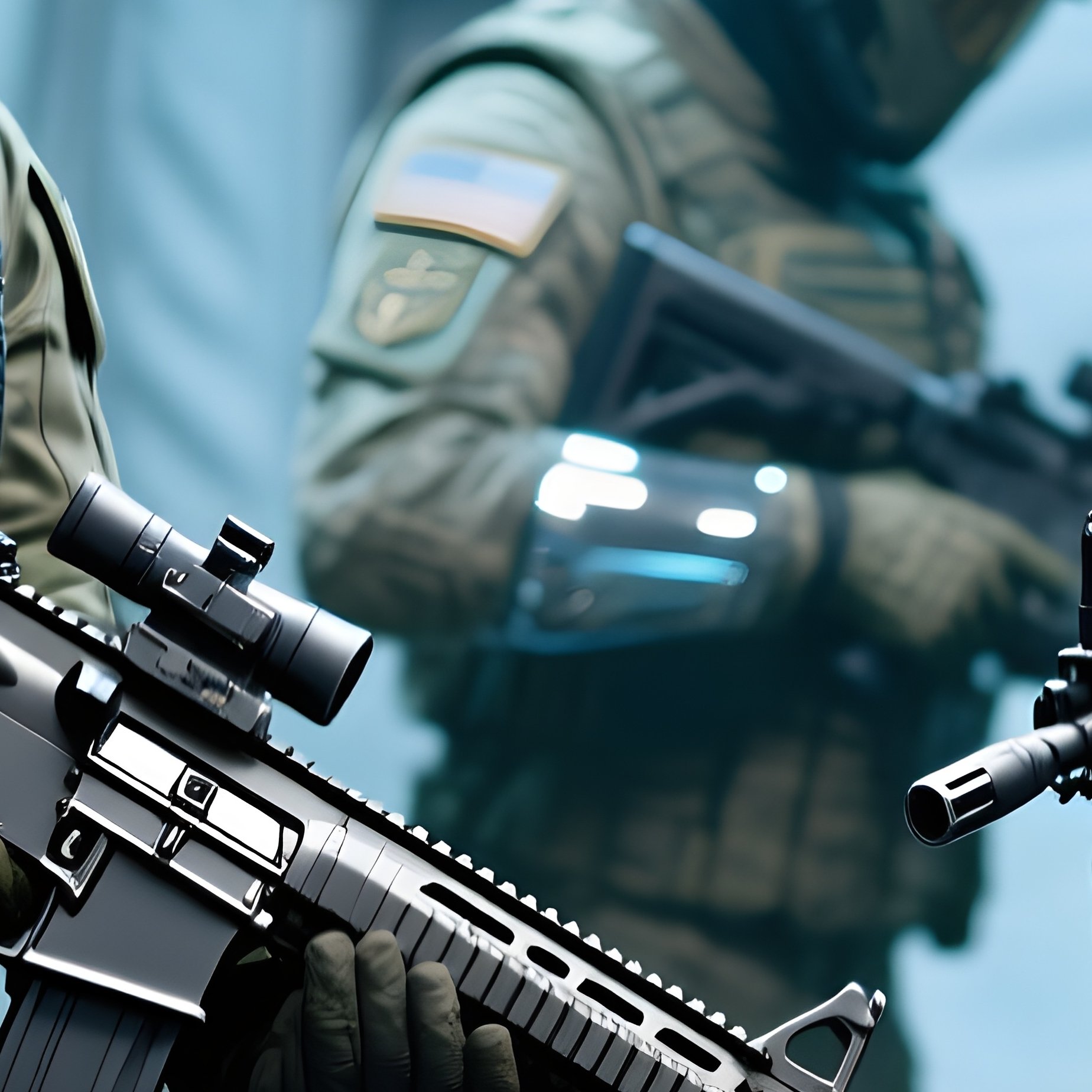 Soldiers Maintaining Equipment Photorealistic Science Fiction - Full Resolution Quality Preview