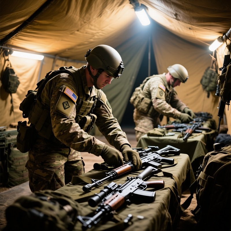 Soldiers Maintaining Equipment Photorealistic