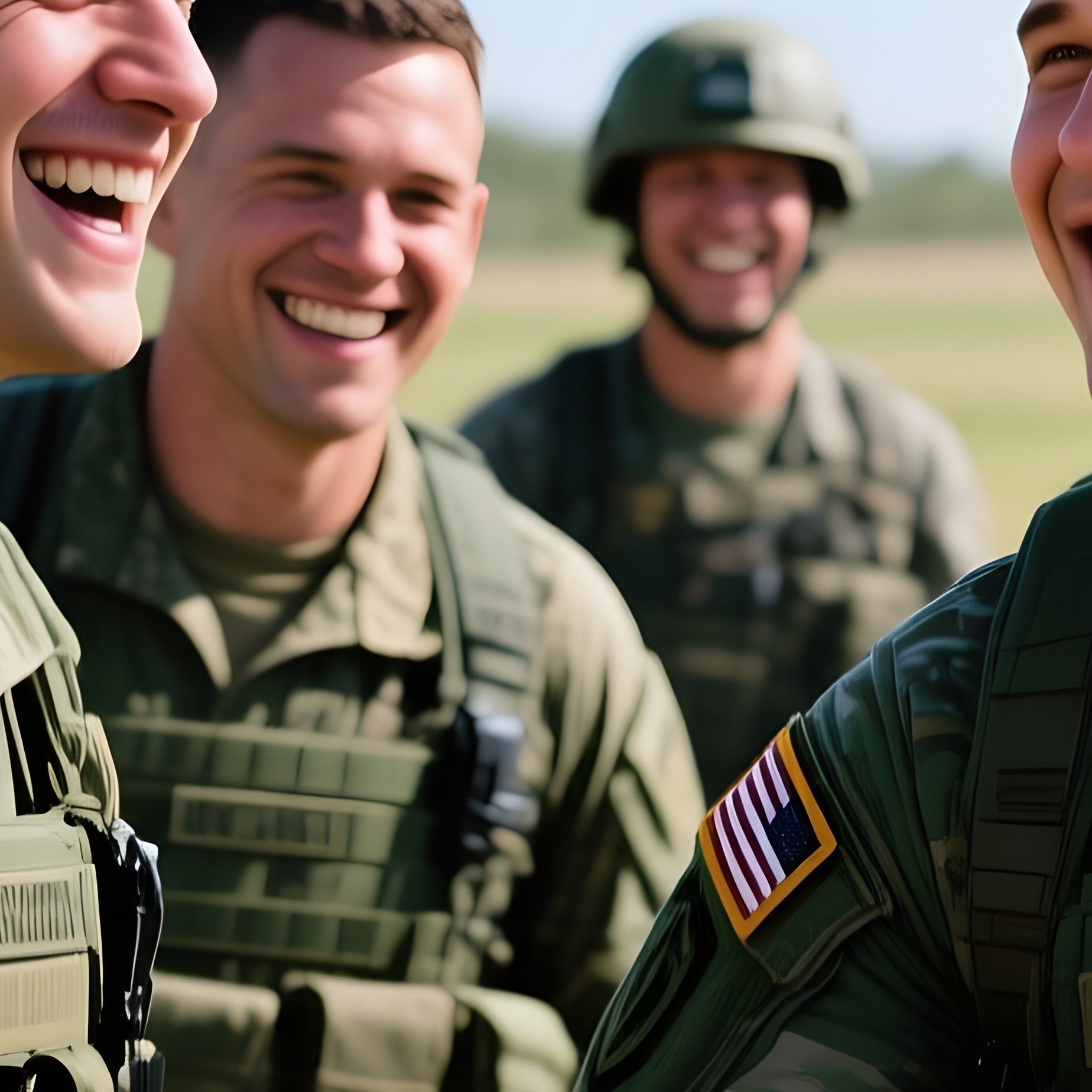 Soldiers Returning From Patrol Greeted By Comrades At Camp - Full Resolution Quality Preview