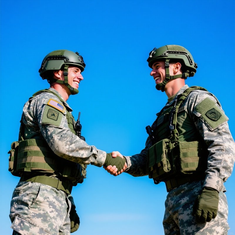 Soldiers Shaking Hands Completion Successful Exercise