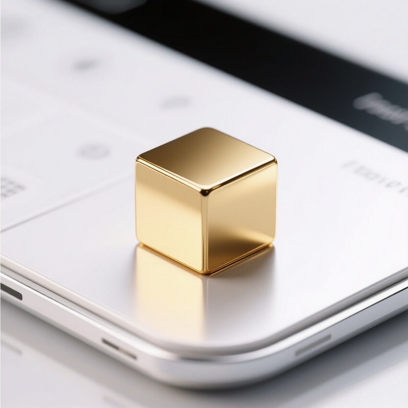 Solid Gold Cube Button Protruding Interface