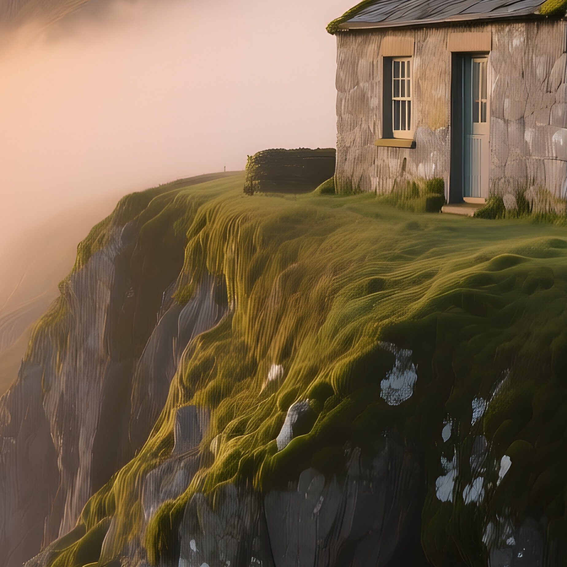 Solitary Cottage On Cliff At Sunrise - Full Resolution Quality Preview