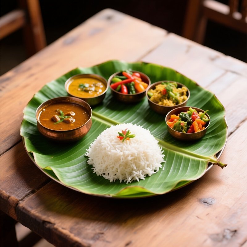 South Indian Thali On Banana Leaf