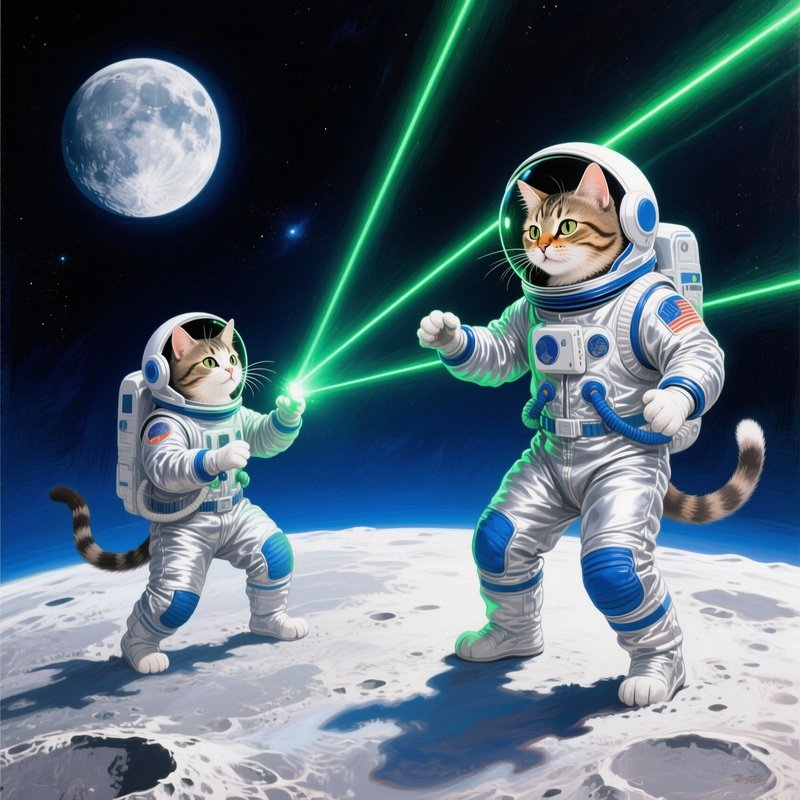 Space Cats Laser Chase Art