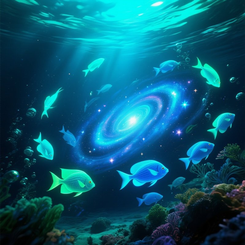 Space Galaxy Underwater Scene
