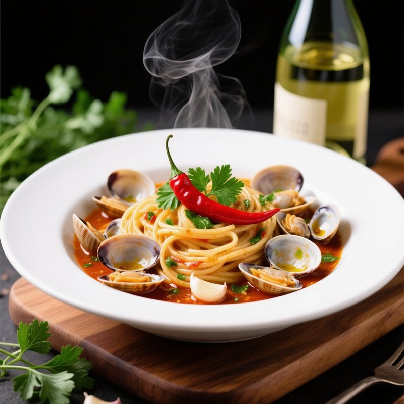 Spaghetti Alle Vongole With Clams Sautéed In Garlic White Wine Olive Oil Parsley And Chili