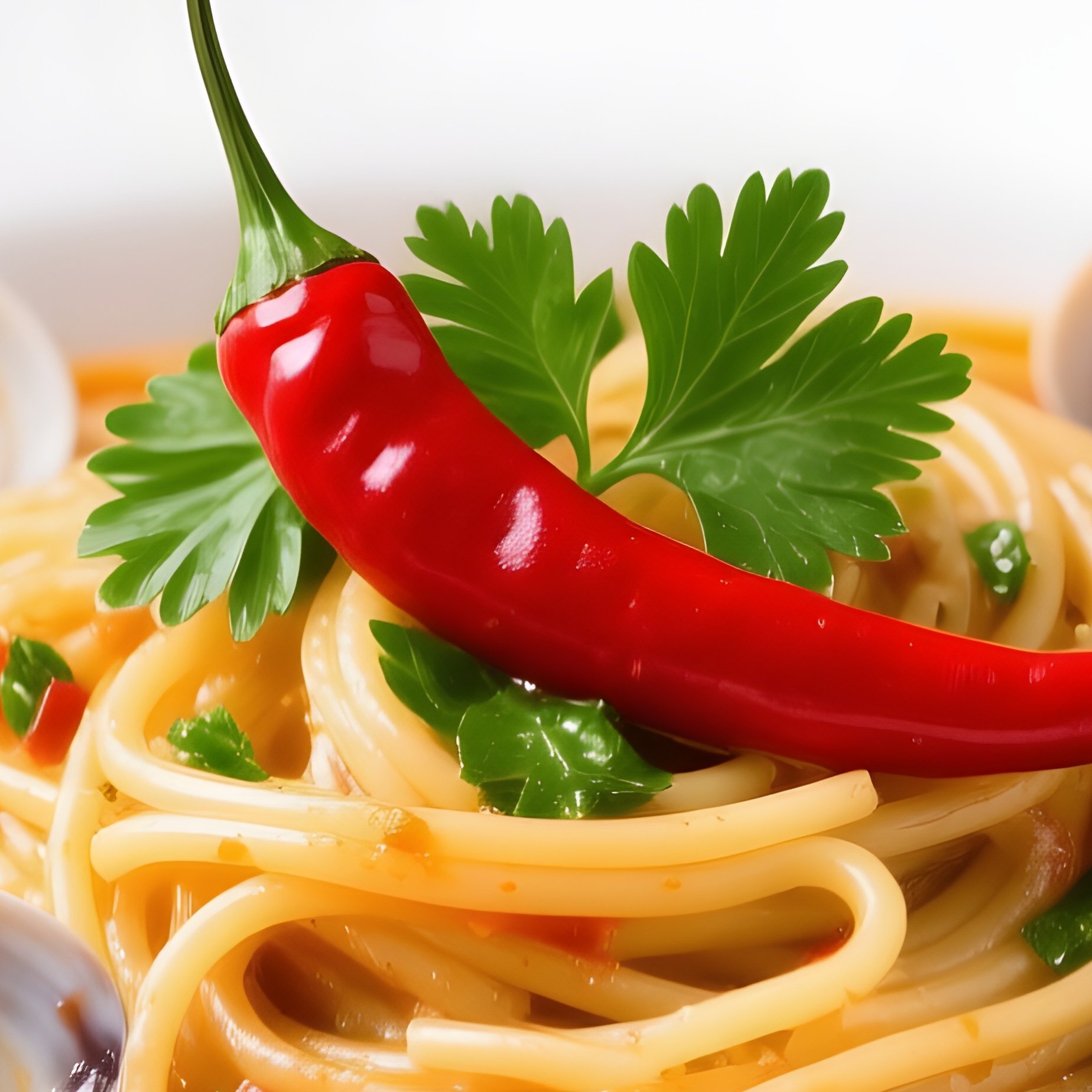 Spaghetti Alle Vongole With Clams Sautéed In Garlic White Wine Olive Oil Parsley And Chili - Full Resolution Quality Preview