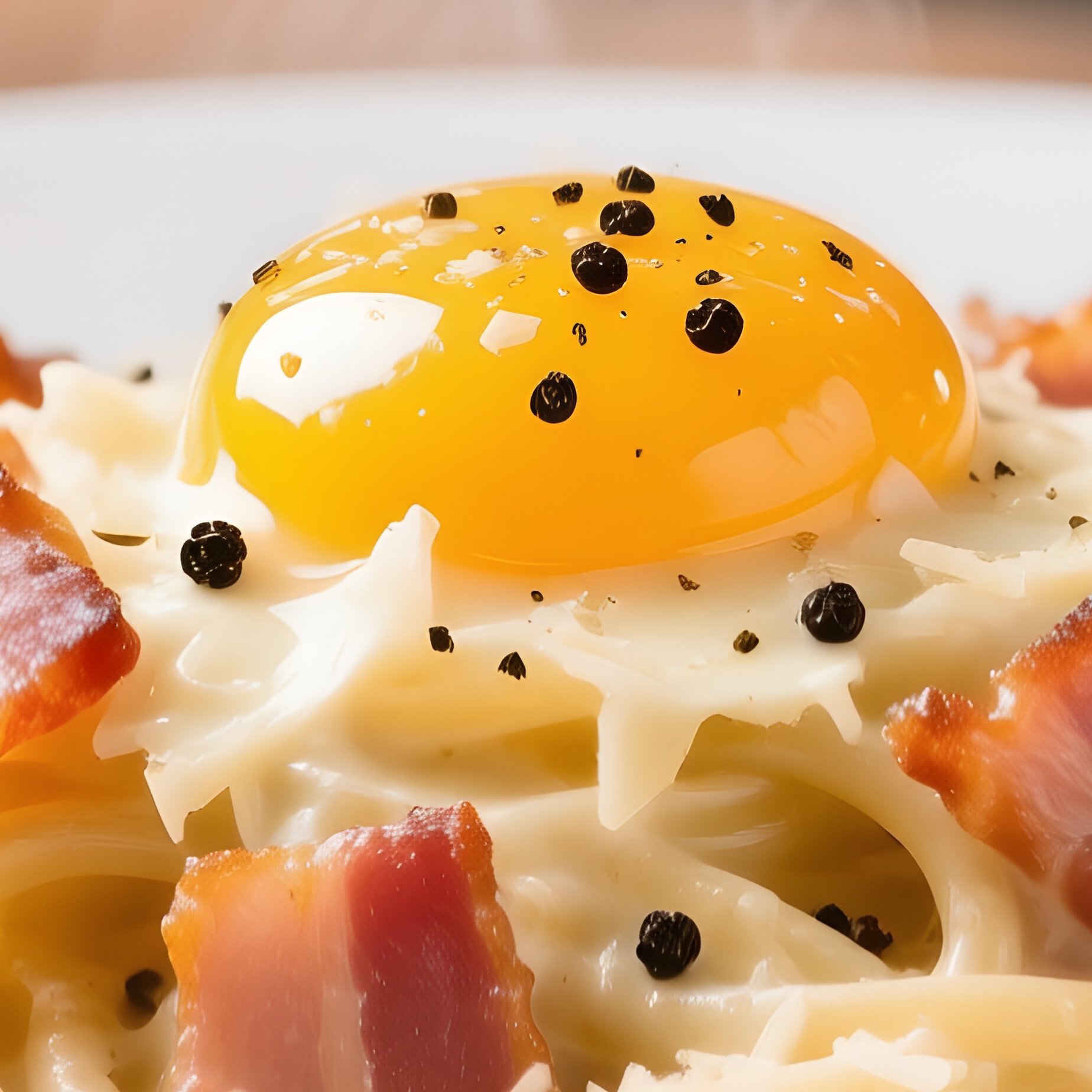 Spaghetti Carbonara With Durum Wheat Pasta Guanciale Rendered Until Crisp Egg Yolks Emulsified With Pecorino Romano And Freshly Cracked Black Pepper - Full Resolution Quality Preview