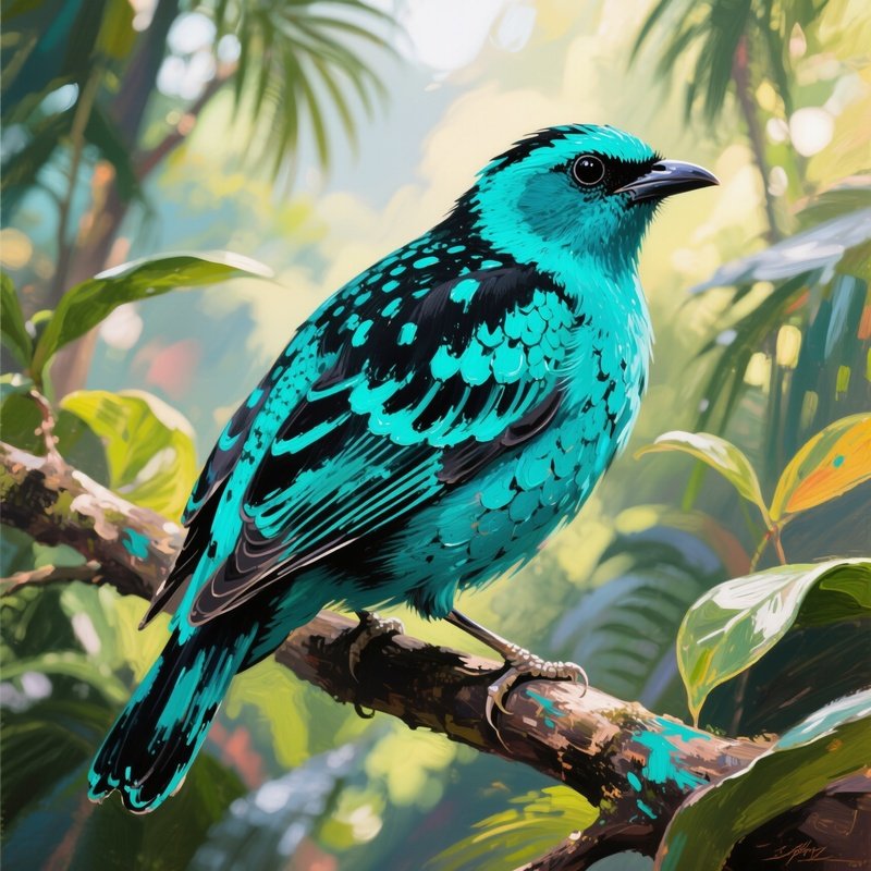 Spangled Cotinga Electric Turquoise Painted Bird