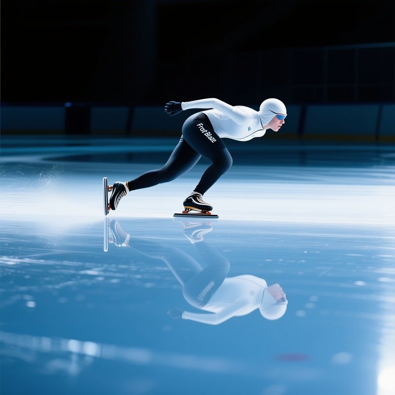 Speed Skater Frost Blaze Cutting Through Mirrored Ice