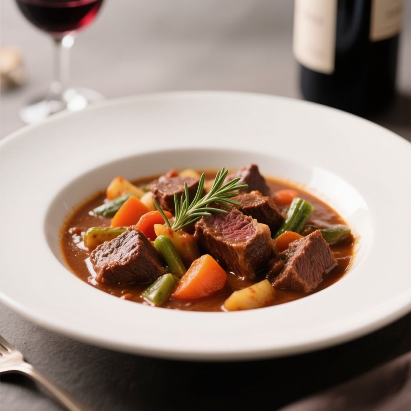 Spezzatino Di Manzo Slow Braised Beef Stew With Vegetables, Wine, And Herbs