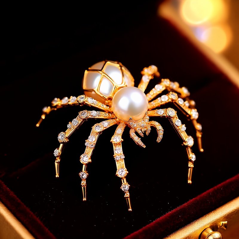 Spider Ring Large Ring Shaped Like Spider With Pearl Body