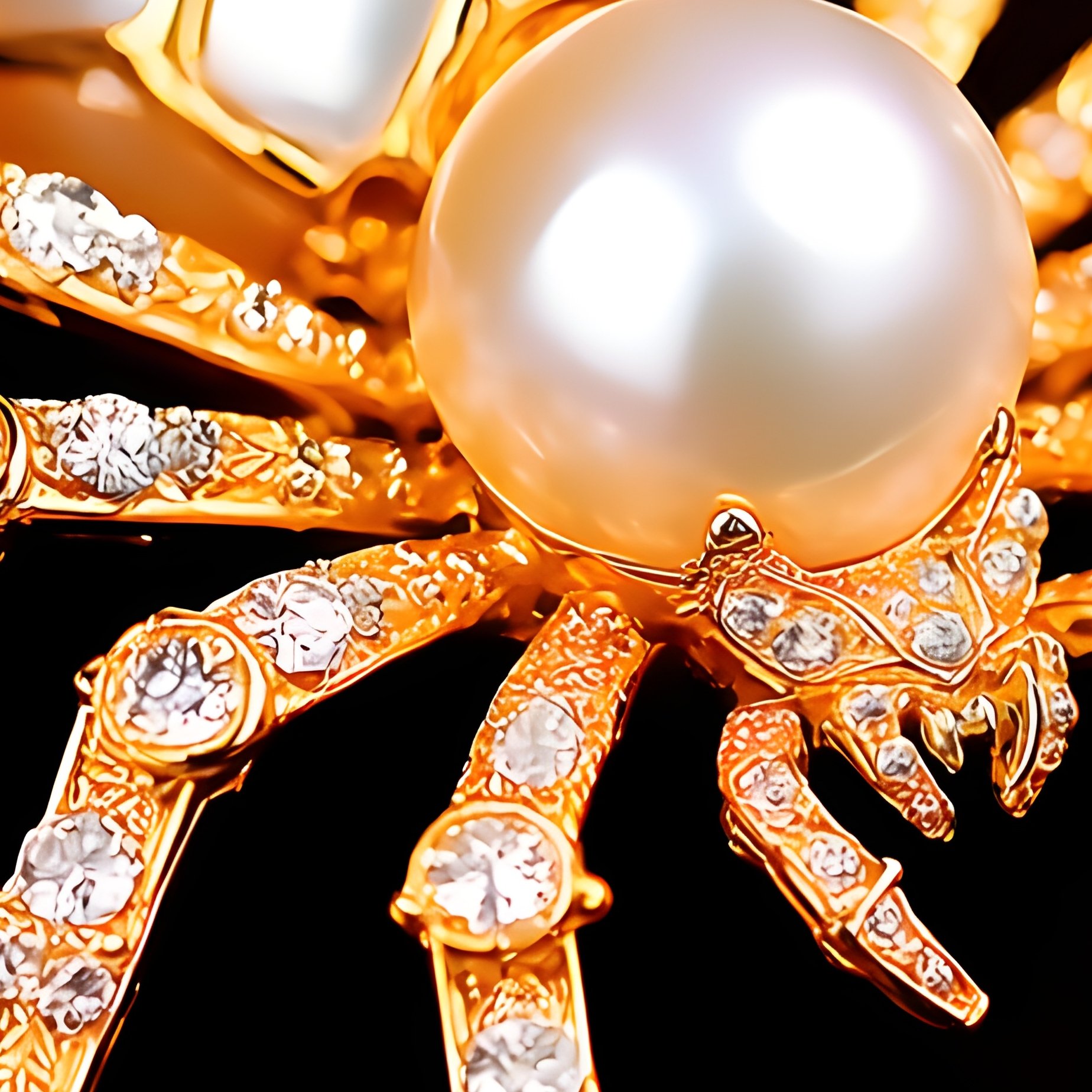 Spider Ring Large Ring Shaped Like Spider With Pearl Body - Full Resolution Quality Preview