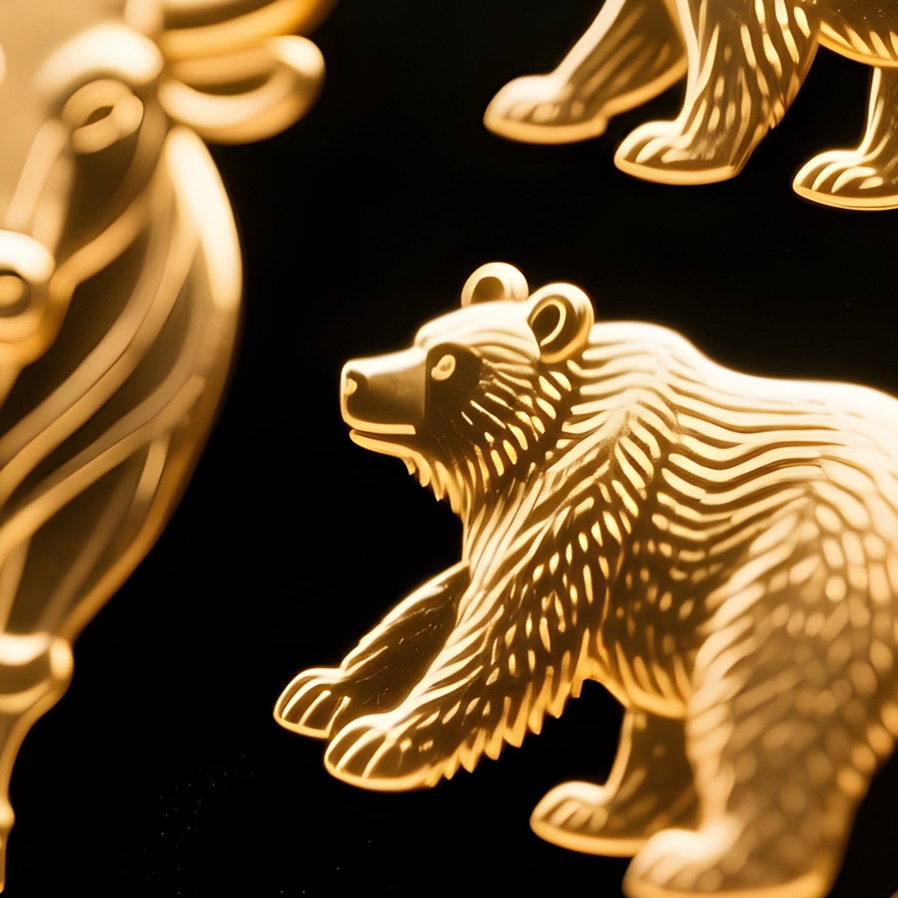 Spinning Gold Coin Bull Bear Emblems - Full Resolution Quality Preview
