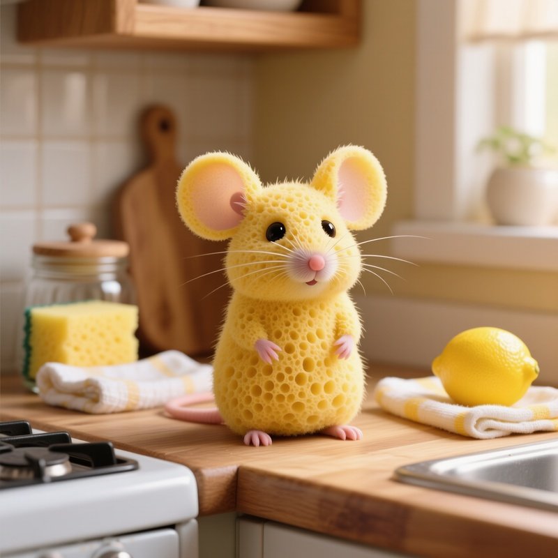 Sponge Mouse Yellow Kitchen Sponge