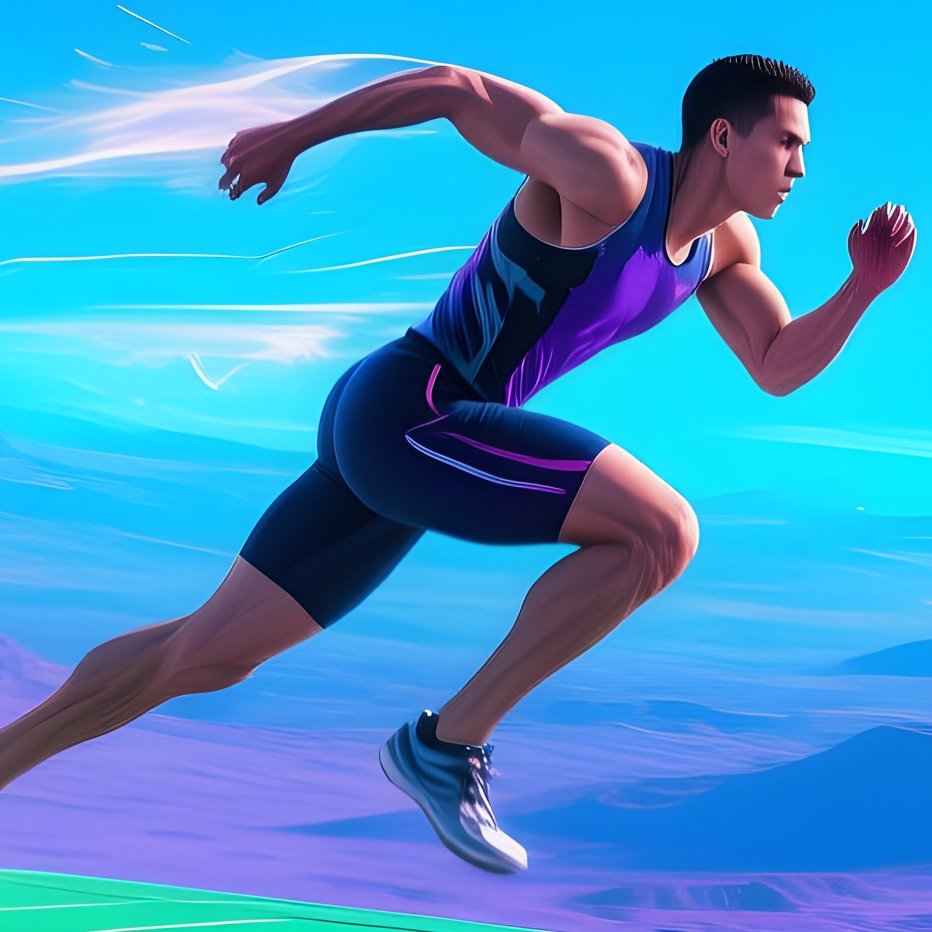 Sprinter Blaze Hikari Running Across Floating Platforms Science Fiction - Full Resolution Quality Preview