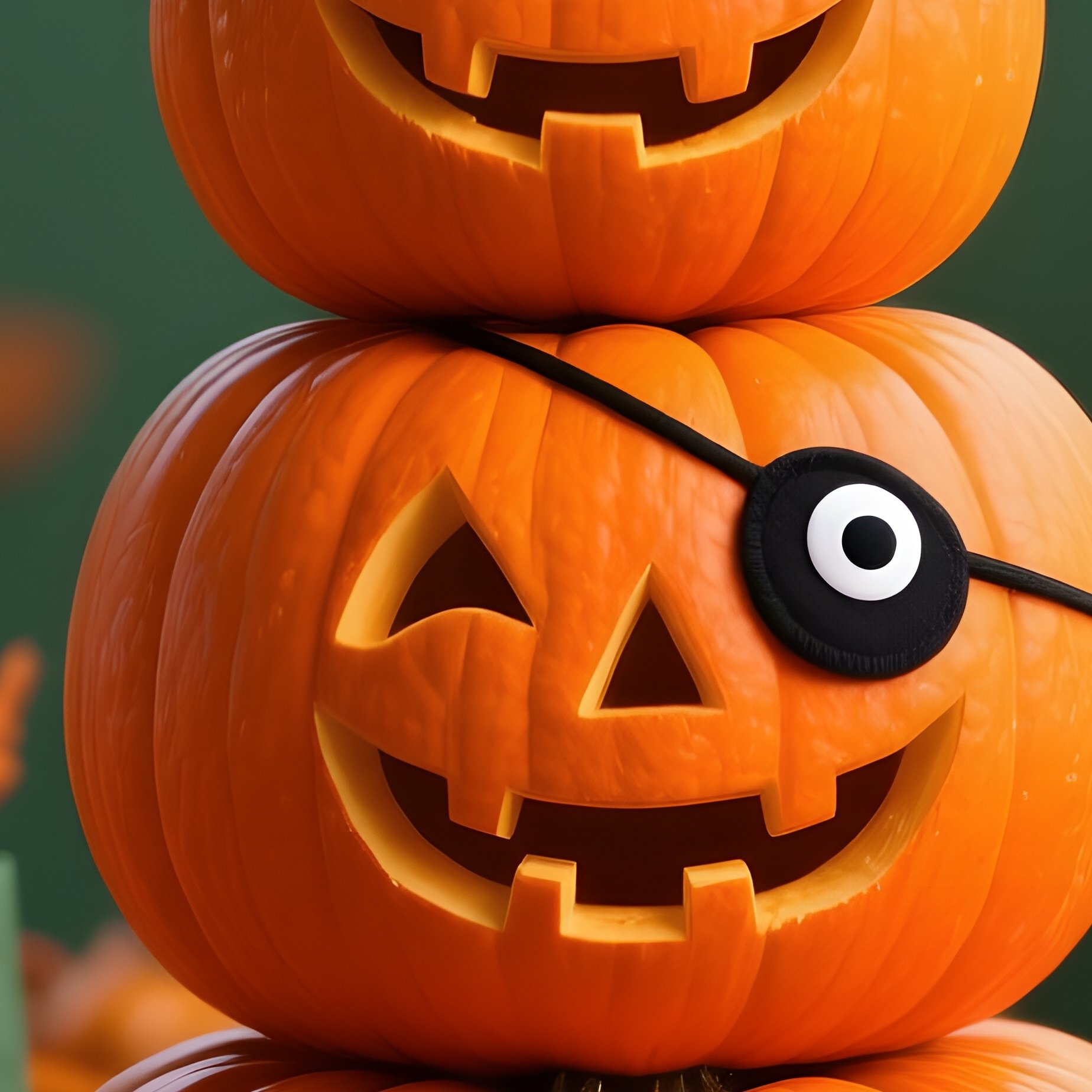 Stacked Pumpkins Dressed In Costumes Halloween Pumpkins - Full Resolution Quality Preview