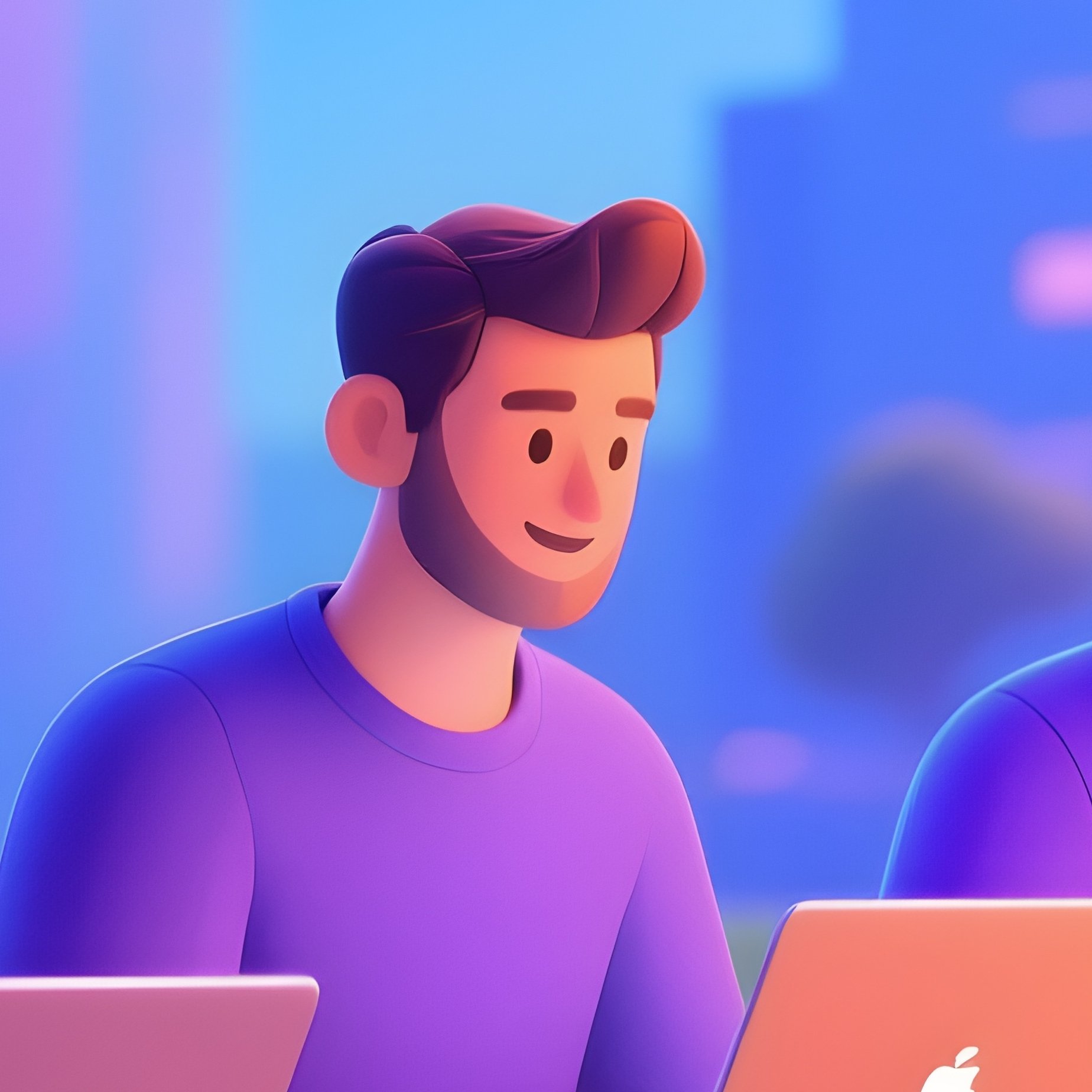 Startup Founders Laptops Outdoors Mockup - Full Resolution Quality Preview