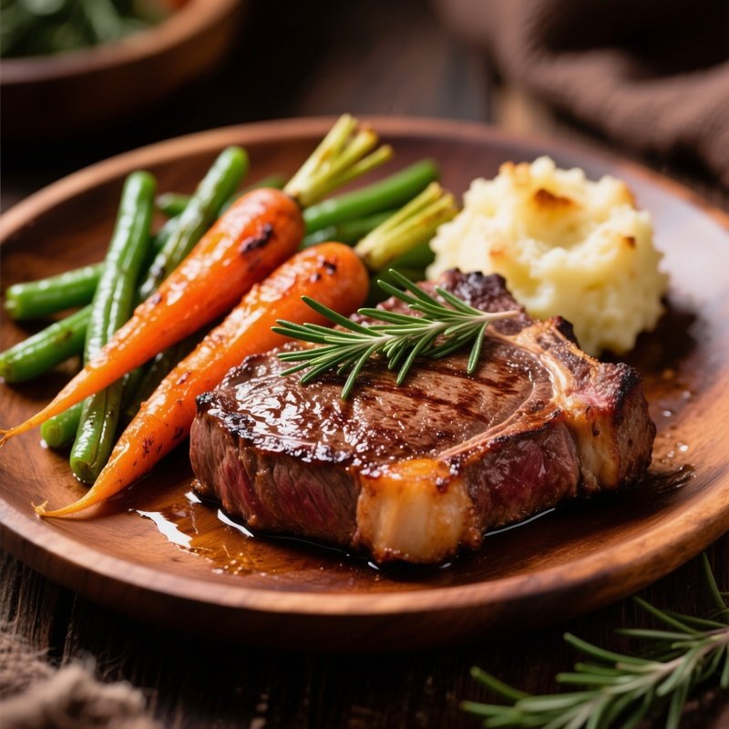 Steak Plate With Vegetable Side Dish