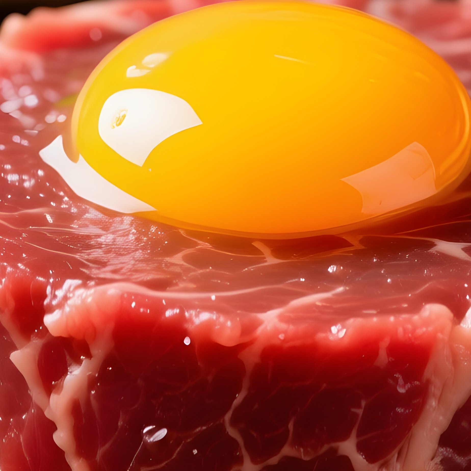 Steak Tartare Cylinder With Egg Yolk Capers And Onions - Full Resolution Quality Preview