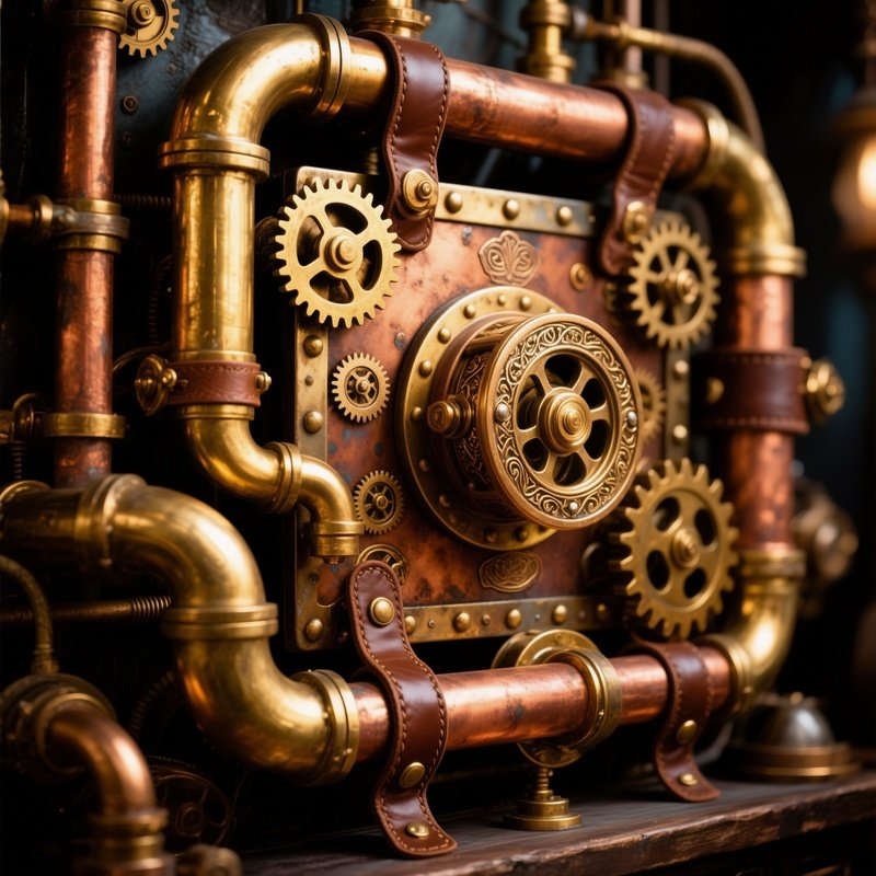 Steampunk Mechanical Contraption With Textured Surfaces