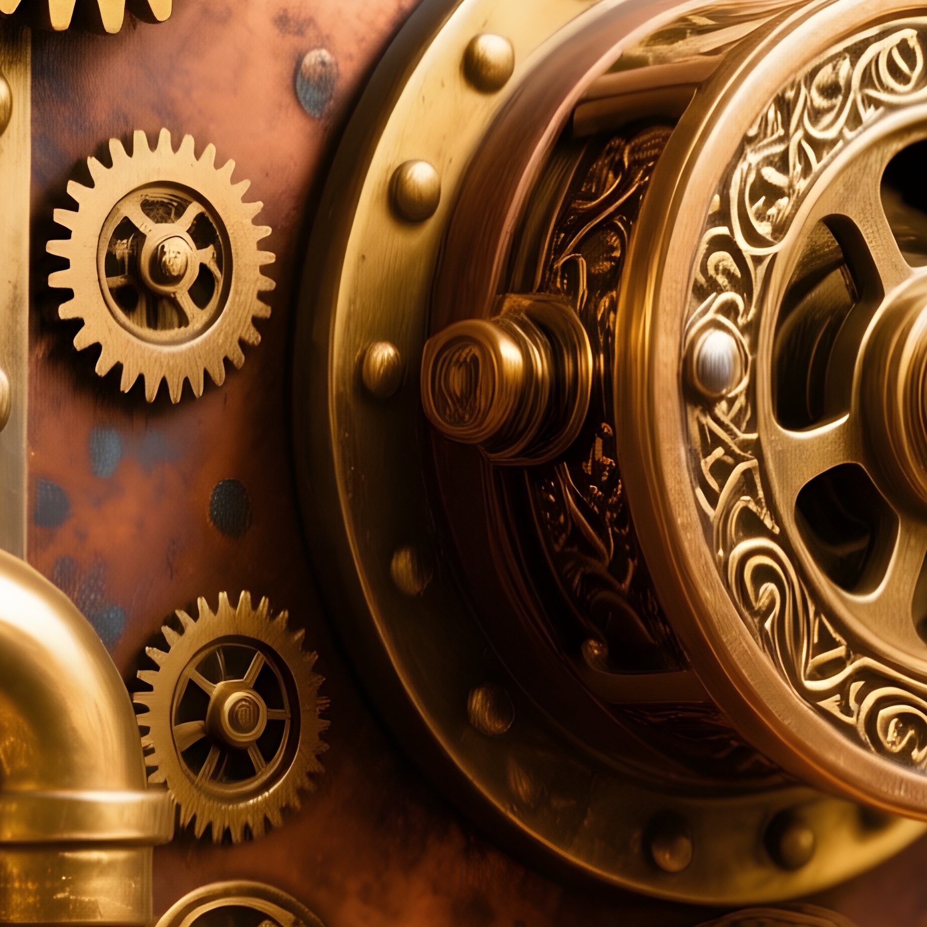 Steampunk Mechanical Contraption With Textured Surfaces - Full Resolution Quality Preview
