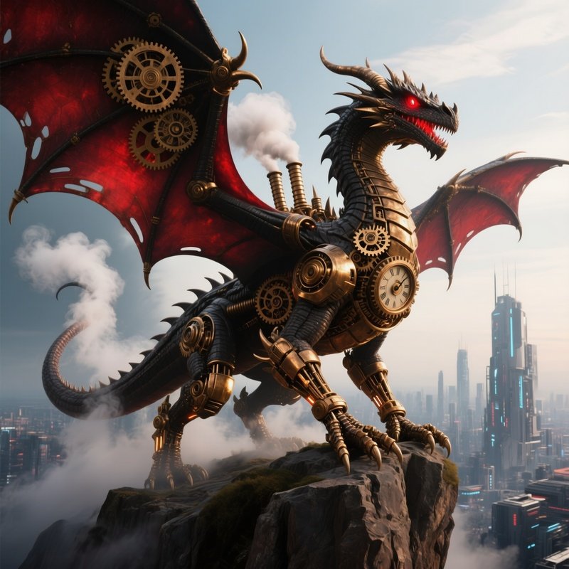 Steampunk Scifi Gear Clockwork Dragon