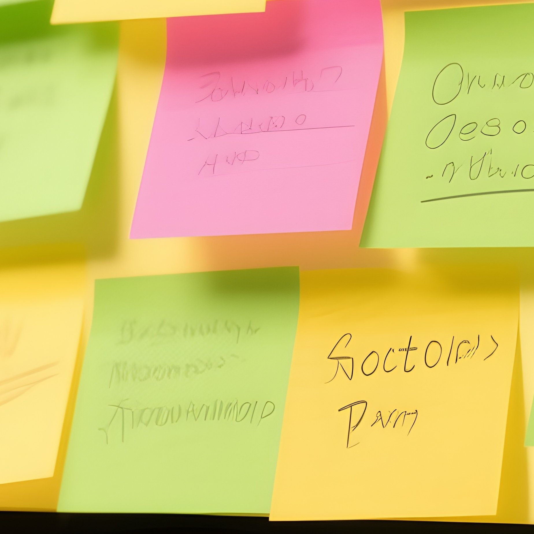 Sticky Note Art: A Computer Monitor Completely Framed By Yellow, Pink, And Green Sticky Notes Containing Passwords And Reminders. - Full Resolution Quality Preview