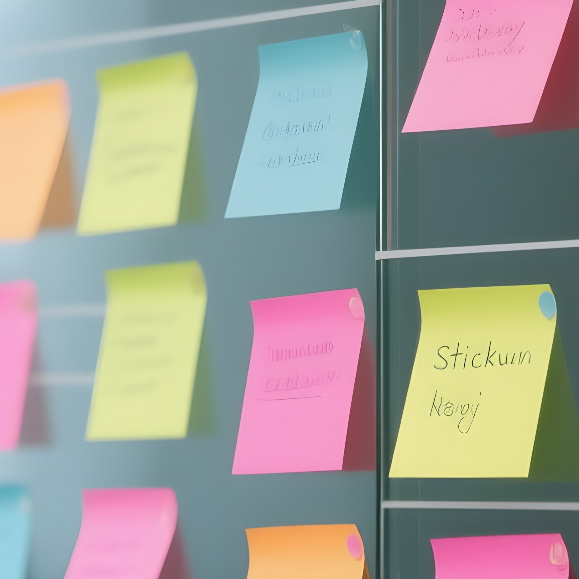 Sticky Notes: A Glass Wall Completely Covered In Colorful Sticky Notes Arranged In A Kanban Workflow Pattern. - Full Resolution Quality Preview