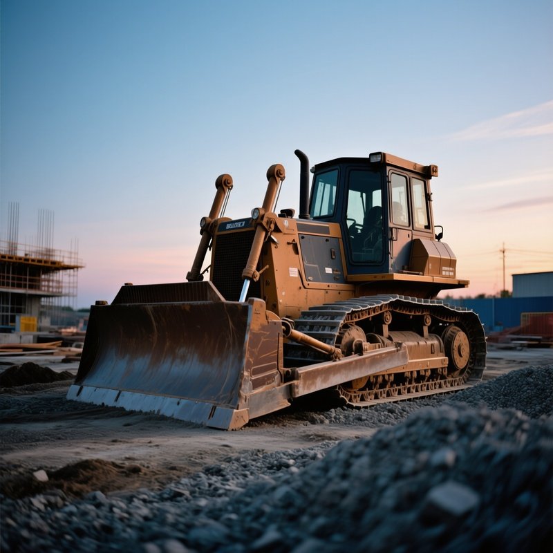 Still Life Bulldozer Gravel Construction Site Dusk